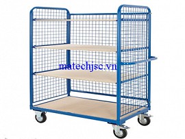 Xe đẩy hàng khung thép có thành chắn lưới