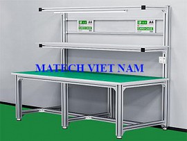 Bàn thao tác khung nhôm liên kết bằng ke góc