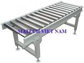 Băng tải con lăn inox khung thép sơn tĩnh điện màu ghi