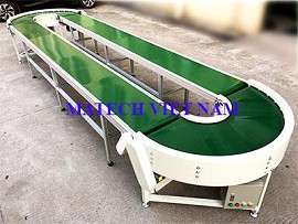 Băng tải PVC cong 360 độ khung thép kết hợp khung nhôm