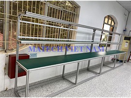 Bàn thao tác nhôm định hình mặt gỗ dài 3 mét