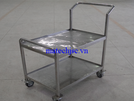 Xe đẩy tay inox có thành chắn phòng sạch