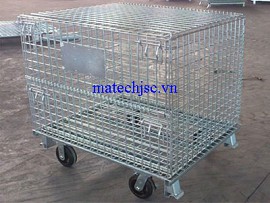 Xe đẩy hàng khung thép có thành chắn lưới