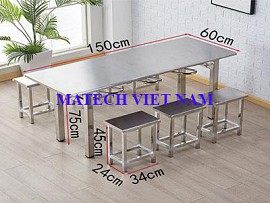 Bàn ghế ăn inox căng tin, trường học ghế rời