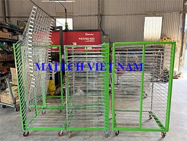 Xe sấy hàng 24 tầng khung thép, lưới inox 201